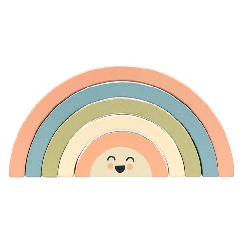 Pearhead Wooden Rainbow Stacking Toy, Baby and Toddler Montessori Toy Ages 1+ Years, Interactive Sorting and Stackable Learning Toy, Wooden Play Toy Set