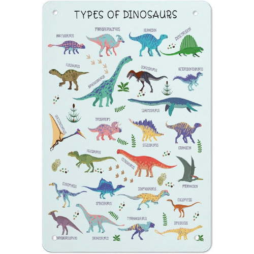 VANANC Dinosaur Wall Art Decor for Boys Nursery Kids Room Preschool 12" x 8" Poster