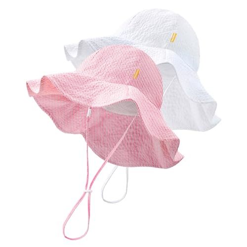 HONGTEYA Baby Sun Hat Toddler Girls Boys Infant Beach Outdoor Summer Hat Stripe Wide Brim Sun Protection