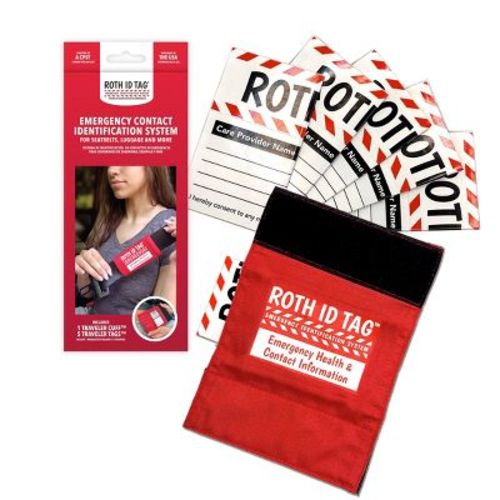 ROTH ID TAG Emergency Identification Traveler Information Card Tag Kit - White/Black/Red - 5pk