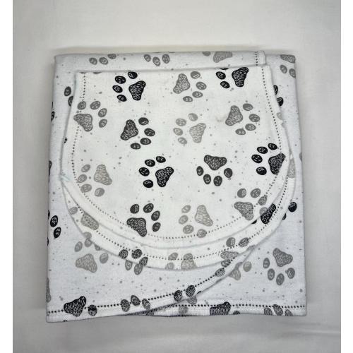 Puppy dogs paws hearts & hydrants hemstitched flannel baby blanket and burp cloth, double sided flannel receiving 36x40
