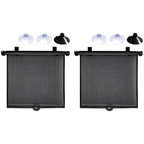 2PCS Car Windshield Sunshade for Baby, 18"×15" Retractable Car Window Sun Shade Protection Cover with Suction Cups, Auto Side Window Shades for Blocking Heat & UV Rays Glare (Black)