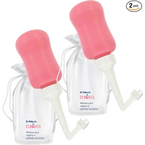 Dr. Talbot's Mom Postpartum Peri Bottle with Carry Bag - (2 Pack) 12.2 fl oz - Silicone Perineal Spray Bottle for Mothers