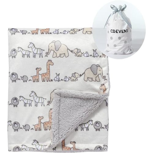 CREVENT Minky Baby Blanket for Girls Boys, Soft Plush Receiving Blanket for Newborns - 30x40 Inches (Animal)