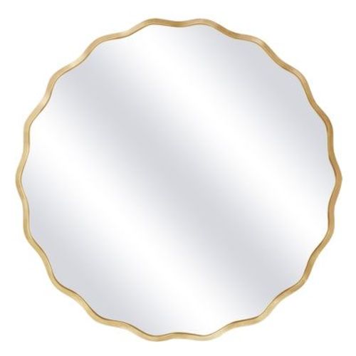 Beautyolove 31.5 in. W. x 31.5 in. H Round Gold Aluminum Alloy Framed Scalloped Wavy Wall Mirror