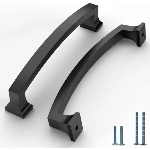 10 Pack Matte Black Cabinet Pulls 5 Inch(128mm) Hole Center Kitchen Cabinet Handles Drawer Pulls Kitchen Hardware Cupboard Handles Bathroom Solid Dresser Handles