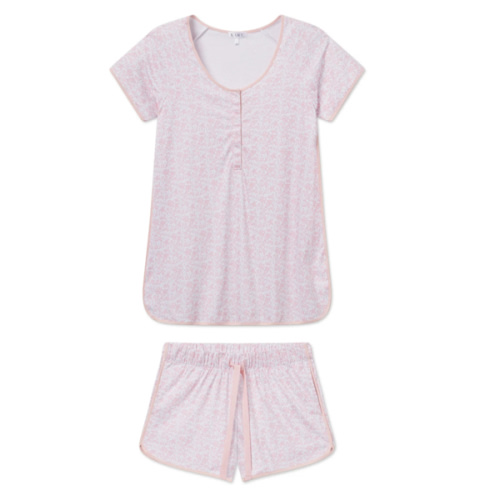 LAKE | Women | Pima Cotton Pajamas | English Rose Garden Floral Maternity Shorts Set