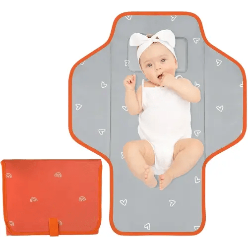 Baby Portable Changing Pad Travel - Waterproof Compact Diaper Changing Mat with Built-in Pillow - Lightweight & Foldable Changing Station, Newborn Shower Gifts