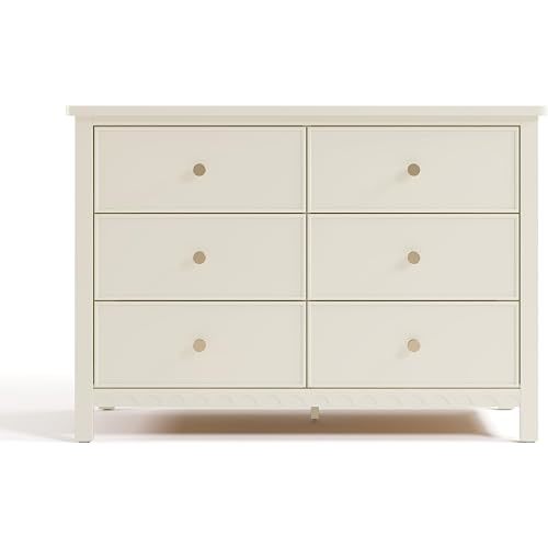 Graco Sasha 6 Drawer Dresser (Frosted Oat) – GREENGUARD Gold Certified, Wood Storage for Nursery or Kids’ Room, Safe Interlocking Drawer System & Easy Assembly with Pre-Installed Tracks