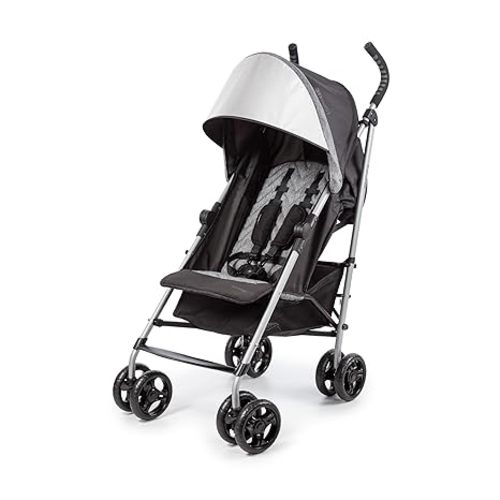 3Dlite ST Convenience Stroller, Black & Gray - Lightweight Stroller with Steel Frame, Large Seat Area, Multi-Position Recline, Large Storage Basket - Infant Stroller for Travel and More