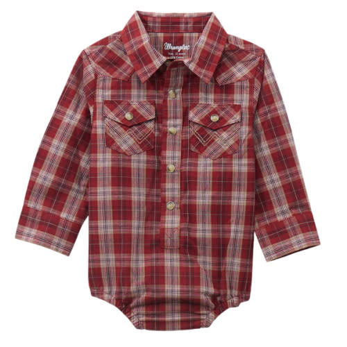 Wrangler Infant Boys' Plaid Print Long Sleeve Snap Western Onesie | Boot Barn