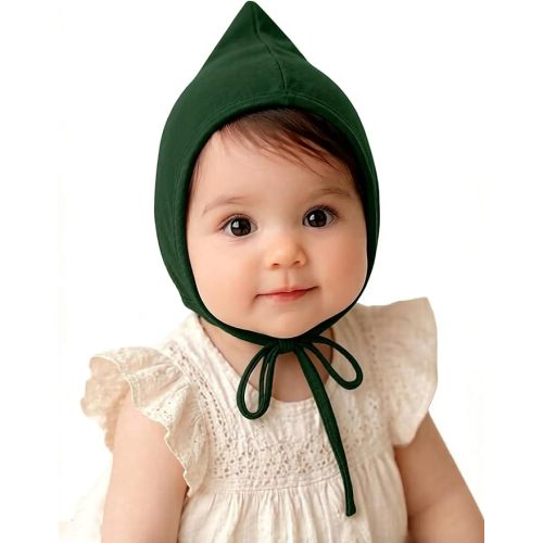 Bidadary Newborn Baby Bonnet Hat 0-12 Months Cotton Infant Hospital Hat Baby Sleep Hat Chin Strap Beanie for Spring Summer