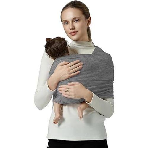 Baby Wraps Carrier, Baby Carrier Wrap Baby Wearing Wrap Newborn Wrap Carrier(7-30lbs), Baby Sling, Baby Carrier Sling for Newborn and Infant, Grey