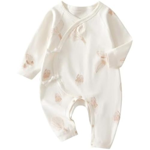100% Organic Cotton Soft 0-6 Months Unisex Footless Newborn Baby Sleepers Pajamas Romper Boys Girls Long Sleeve