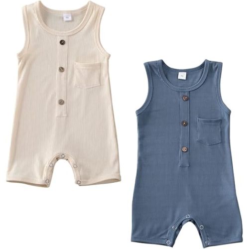 2 Pack Newborn Summer Baby Boy Girl Romper Bodysuit Jumpsuit Playsuit One Piece Outfit Clothes