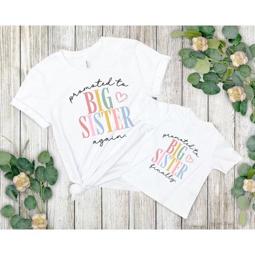 Promoted Big Sister Again Shirt, Little Sis Toddler Shirt, Big Sister Announcement Tee, New Sis Matching, Sibling Reveal, Finally Big Sister