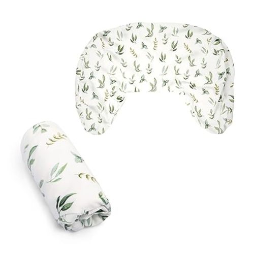 Boppy Nursing Pillow Cover, Organic Green Leaves, Single Cover, Easy-On Slipcover with Gentle 100% Organic Cotton Fabric for The Redesigned Nursing Pillow