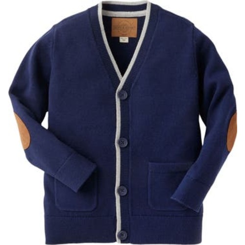 Baby Boys' Organic Tipped Cardigan with Elbow Patches, Infant, 12-18M