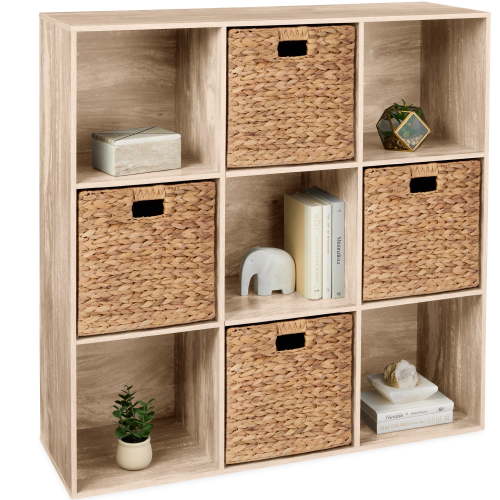 Best Choice Products 9-Cube Bookshelf, 13.5in Display Storage System, Organizer w/ Removable Back Panels - Light Oak