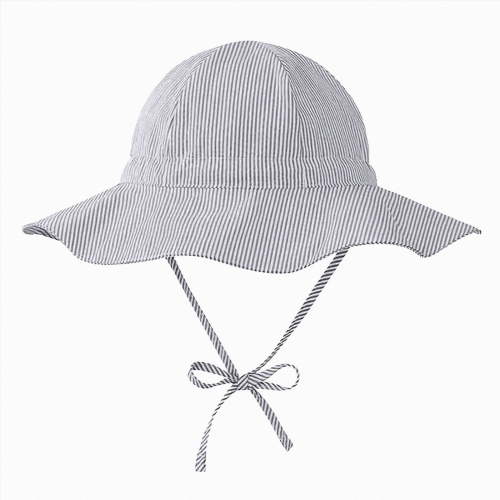 HCNTES UPF 50+ Baby Sun Hat for Baby Girl Boy 0-4T - Wide Brim Toddler Bucket Hat Adjustable Strap Infant Hats for Outdoor (Navy,6-12 Months)