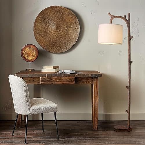 Retro Farmhouse Floor Lamp for Nursery Living Room Rustic Standing Lamps Tree Trunk Deco Modern Country Vintage Wood Floor Lamp（Brown）