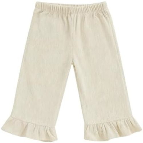 Toddler Baby Girl Corduroy Pants with Pockets Ruffle Hem Elastic Waist Pull-On Fall Winter Trousers