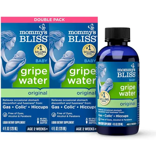 Mommy's Bliss Gripe Water Original, Infant Gas & Colic**, Gripe Water for Babies, Gentle & Safe, 2 Weeks+, 4 Fl Oz (Pack of 2)