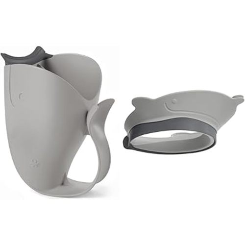 Skip Hop Baby Bath Gift Set with Moby Tear-Free Waterfall Rinser and Shower Visor, Grey