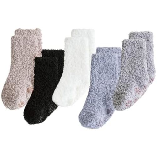 MOMSMENU Baby Socks Winter Warm Non Slip Toddler Socks 5 Pairs for Boys Girls