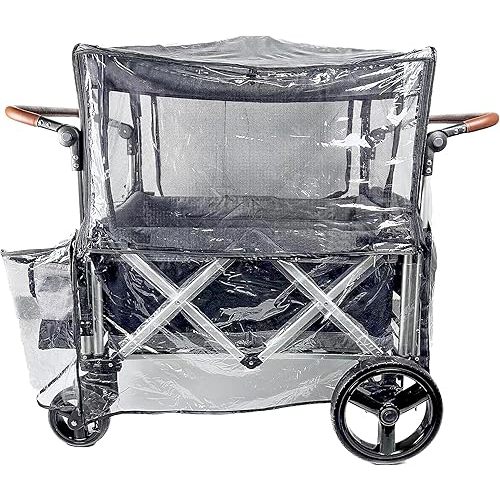 Big Size Rain Cover for Stroller, Mosquito Net for Trolley Cart, 2in1 Big Cover with Window for Picnic Camping Wagon Stroller Waterproof Windproof Accessories (Cart Not Included)