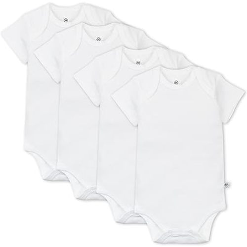 HonestBaby unisex-baby 4-pack Short Sleeve Bodysuits One-piece 100% Organic Cotton for Infant Baby Boys, Girls, Unisex