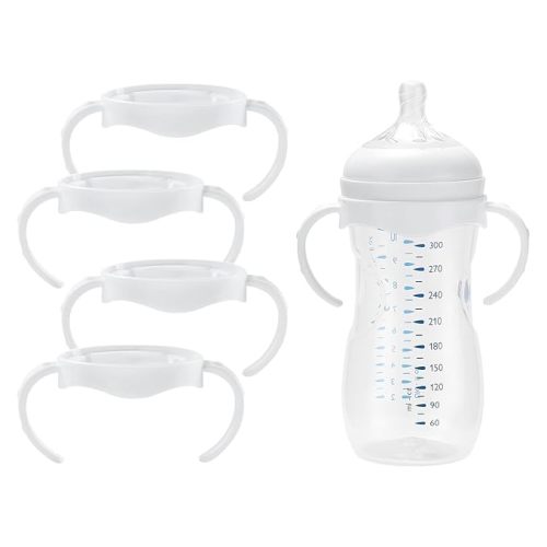 (4 Pack) Bottles Handles for Philips Avent Natural Baby Bottle, Quick Install & Easy for Little Hands to Hold, White