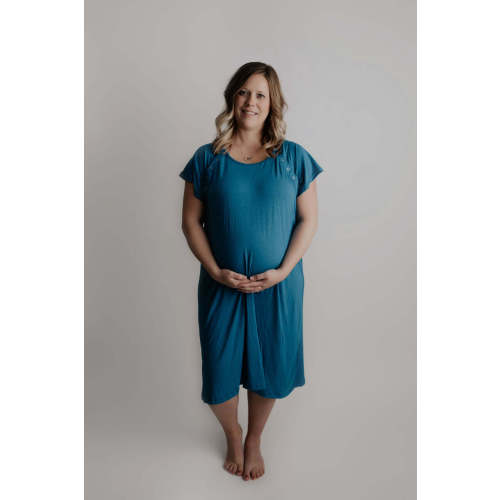 Blue Labor & Delivery Gown | Epidural & Nursing Friendly