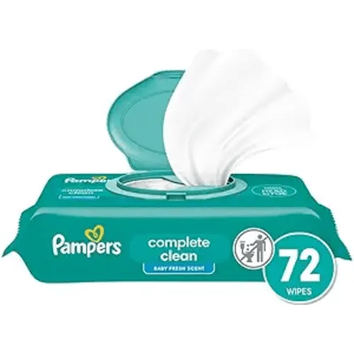 Pampers Baby Wipes, Complete Clean Baby Fresh Scented Wipe, Gently Cleans Head to Toe, 72 Total (1 Flip-Top Packs)