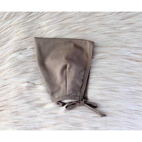 Light Mushroom Brown Baby Bonnet: Stretchy Knit Pixie Hat