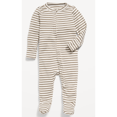 2-Way-Zip Sleep & Play Footed One-Piece for Baby - Earth Brown Stripe