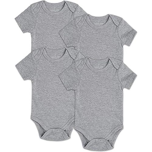 Baby Classic Bodysuit Set, 100% Cotton Boy Girl Unisex Onesie, 4 Pack