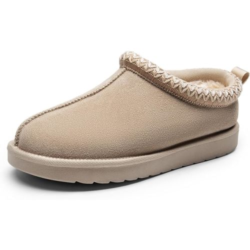 DREAM PAIRS Women's Fuzzy Cozy Slippers Genuine Suede Indoor Outdoor Fluffy Home Comfy Winter Slip On Cute Warm Memory Foam Furry Shoes FuzzyEasy