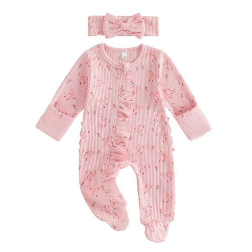 Ayalinggo Newborn Baby Girl Fall Winter Outfits Clothes Knit Jumpsuit Ruffle Romper Newborn Coming Home Outfit for Baby Girl | Newborn Baby Girl Outfits, Ribbed Knit Onesie Ruffle Romper, Long Sleeve Jumpsuit, Shower Gift