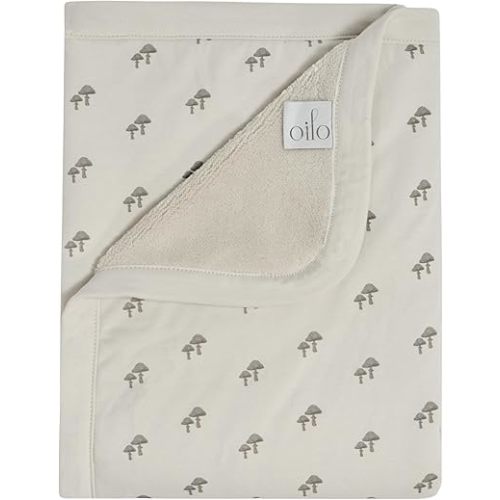 Mushroom Baby Blanket, Mushroom Print Baby Blanket with Ultra, Soft Plush Backing & Organic Cotton Jersey Print, Double, Layered 30x40 Blanket for Newborns & Toddlers