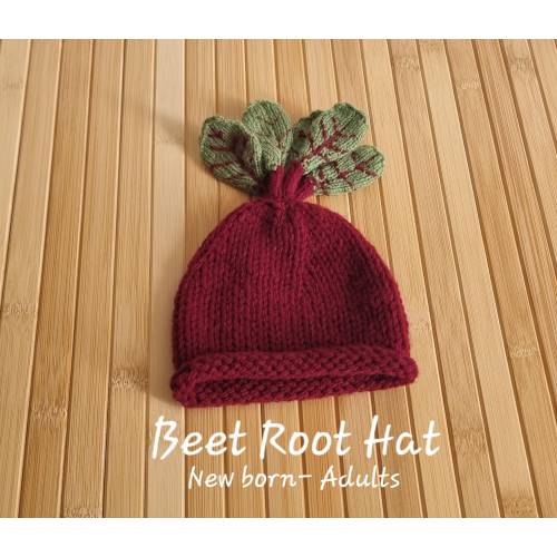 Beet root hat, Vegetable knit hat, Beet Root hat, Veggies knitted hat, baby vegetable hat, adult vegetable hat.