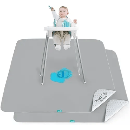Splat Mat 2 Pack for Under High Chair Waterproof Splash Mat 42''×46'' | Reusable & Portable Baby Playtime Anti-Slip High Chair Mat for Floor or Table