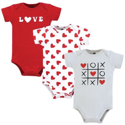 Hudson Baby Infant Girl Cotton Bodysuits, Love Hearts, 3-6 Months