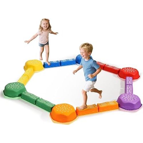 18Pcs Non‑Slip Balance Beam Stepping Stones for Kids Ages 3+
