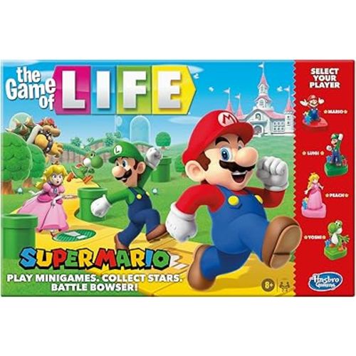 Hasbro Gaming The Game of Life: Super Mario Edition Board Game for Kids Ages 8 and Up, Play Minigames, Collect Stars, Battle Bowser