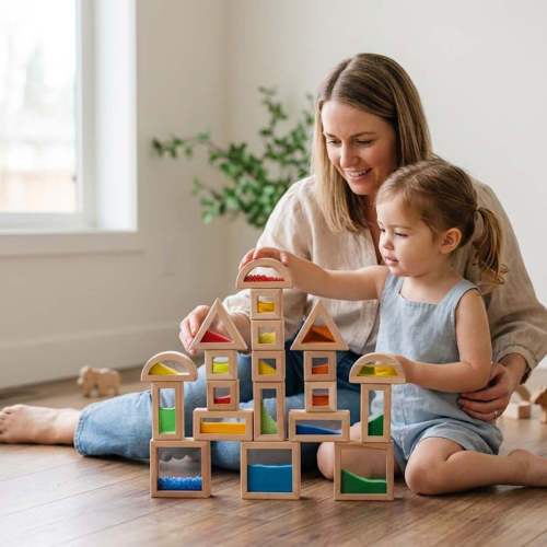Sensory Rainbow Blocks | Montessori Building Toy for Ages 2+ – Hicooo