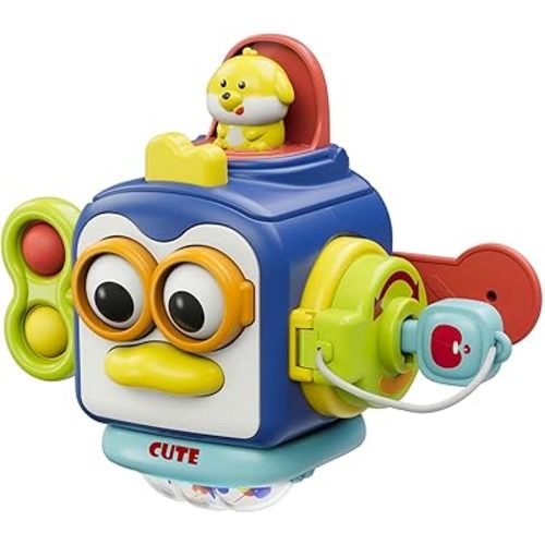 Montessori Toys for 1 Year Old, Baby Toys Travel Activities Busy Board Cube,Sensory Toys for Toddlers 1-3,Fine Motor Skills Educational Toys,Birthday Gift for Baby Aged 6, 9, 10, 12, 18 Months