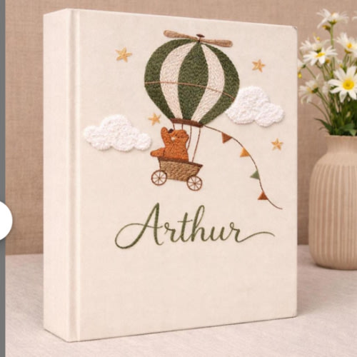 Custom Hand Embroidered Keepsake Album, Embroidered Photo Album With Sleeves, Personalized Baby Photo Album, Baby Scrapbook