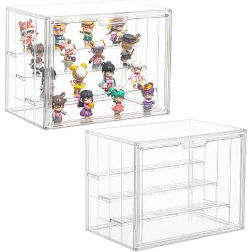 4 Layer Stackable Acrylic Figure Case for Collectibles Display Box,2 Pack