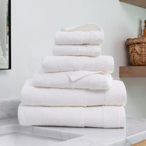 6 Piece Bath Towels Set, 100% Super Plush Premium Cotton - Becky Cameron, White, 6 Pack